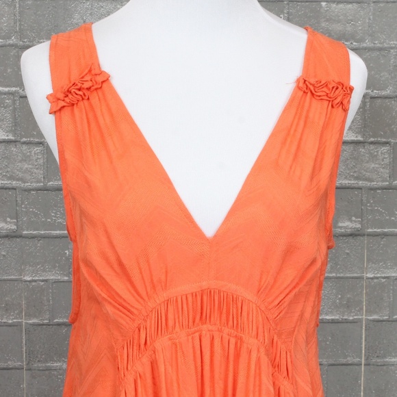 Anthro Maeve Bretta Gathered Tank Top Orange M - Picture 4 of 11